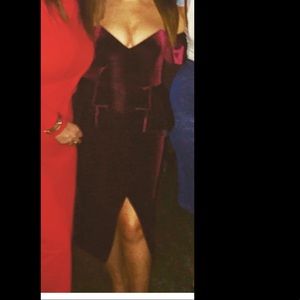 ASOS Velvet burgundy past the knee cocktail dress